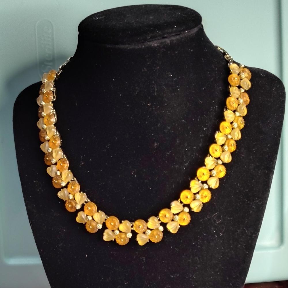 Vintage Coro Golden Floral Beaded Necklace
